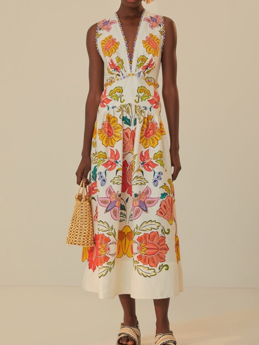 FARM Rio off white floral insects maxi dress - Picture 1 of 2